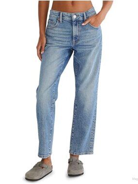 Mid-Rise Straight Ankle Jeans Comfort Stretch Denim Slim Fit